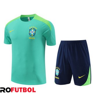 Camiseta Entrenamiento Brasil + Cortos Verde 2024/2025