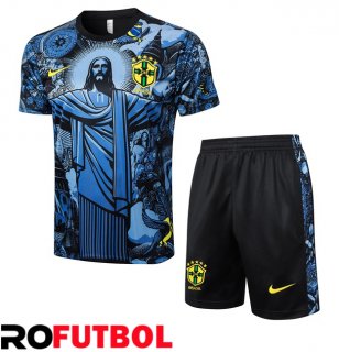 Camiseta Entrenamiento Brasil + Cortos Azul 2024/2025